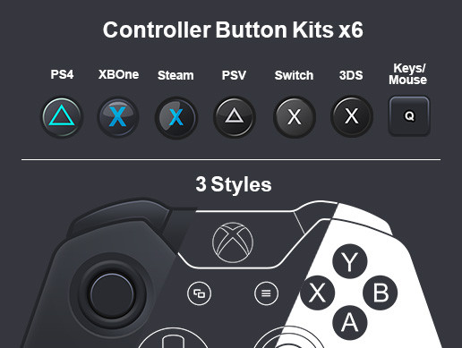 Controller Overlays & Button Kits (3 styles) x7 controllers +keyboard/mouse