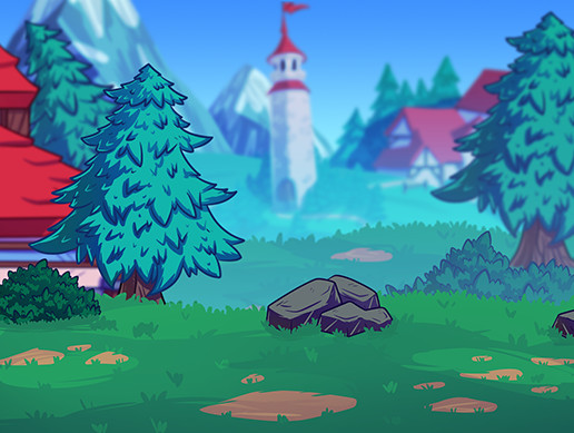2D Fantasy Village Background