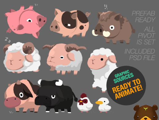 2D Cute Domestic Animal Pack V.1