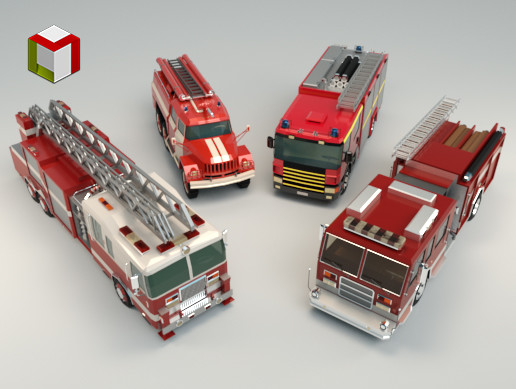 Low Poly Fire Truck Pack 01