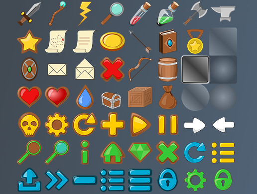 Fantasy UI Icons Pack (190+ Sprites)