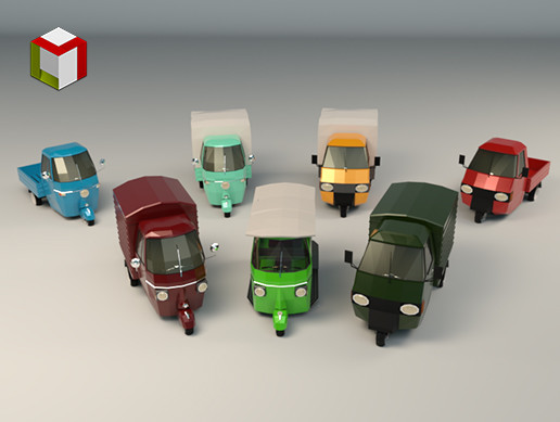 Low Poly Three-Wheeler Pack