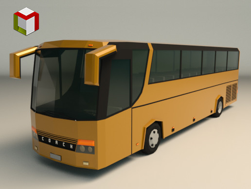 Low Poly Coach Bus 02