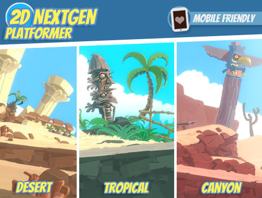 2D NextGen Platformer : 3 Environments Pack