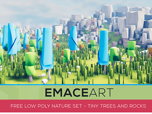 Free Low Poly Nature Set - Tiny Trees and Rocks