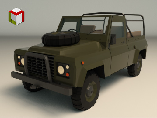 Low Poly Military Jeep 03