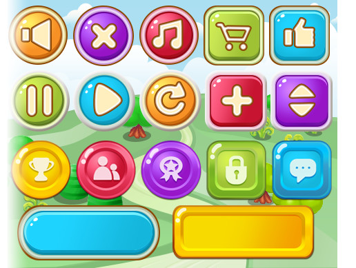 4300 Cartoon UI Buttons