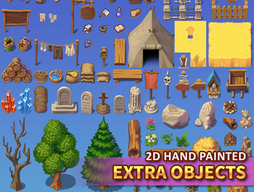2D Hand Painted - Extra Objects Tileset