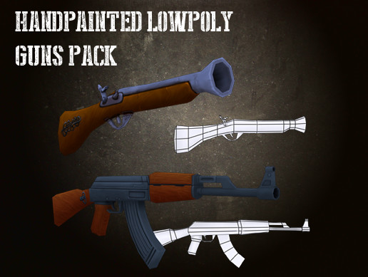 Hand-Painted Low Poly Guns Pack