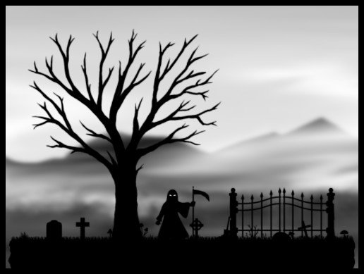 2D Black & White Graveyard