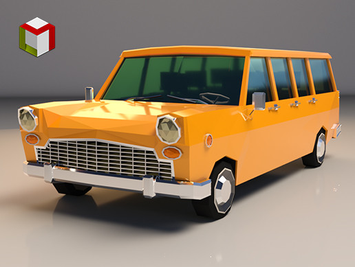 Low Poly Station Wagon Car 01
