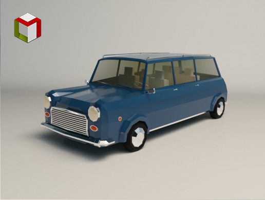 Low Poly Station Wagon Car 02