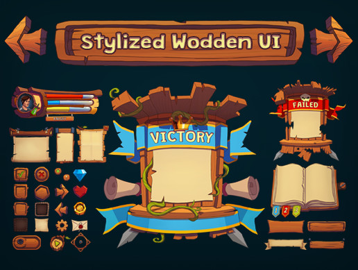 Stylized Wooden UI