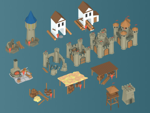 Low Poly Medieval Buildings