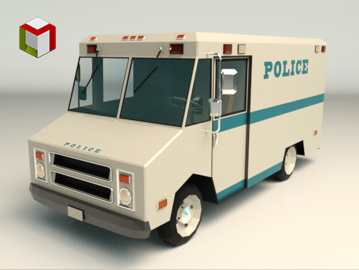 Low Poly Police Van 03