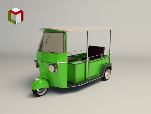 Low Poly Three Wheeled Auto Rickshaw