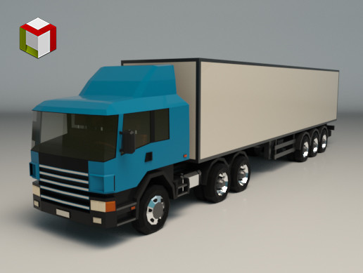 Low Poly Cargo Truck 02