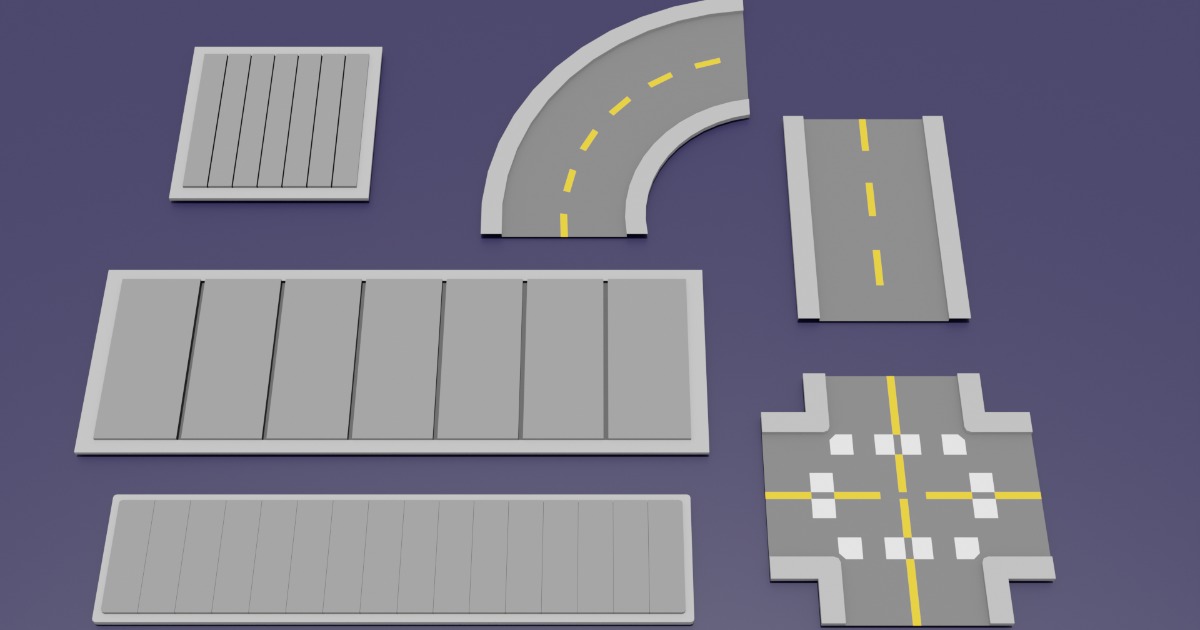 3D Road Pack - Street Tiles | 3D Roadways | Unity Asset Store