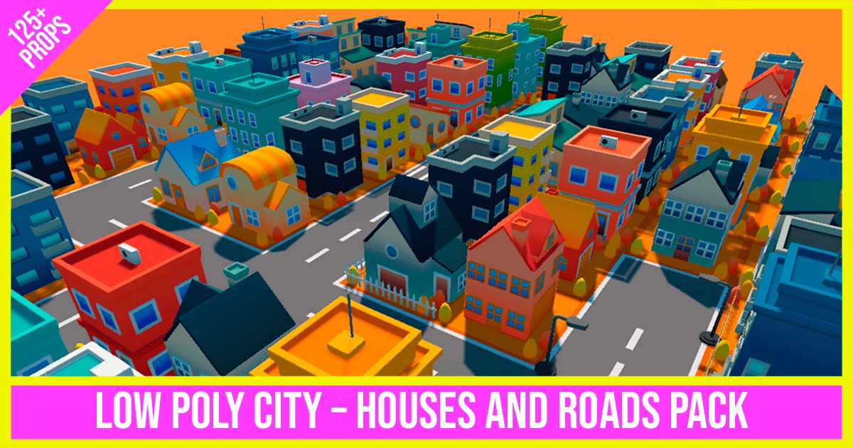 Low Poly City and Roads Pack (125+ Props) | 3D Urban | Unity Asset Store