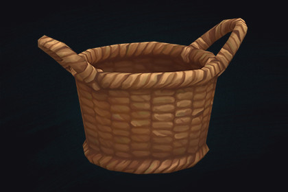 Low Poly Stylized Wicker Basket – Hand-Painted Game-Ready 3D Asset