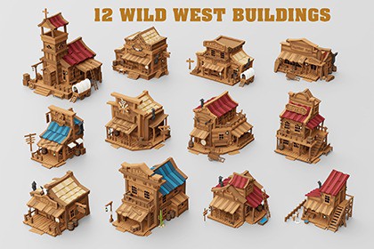 12 Wild West Buildings Pack