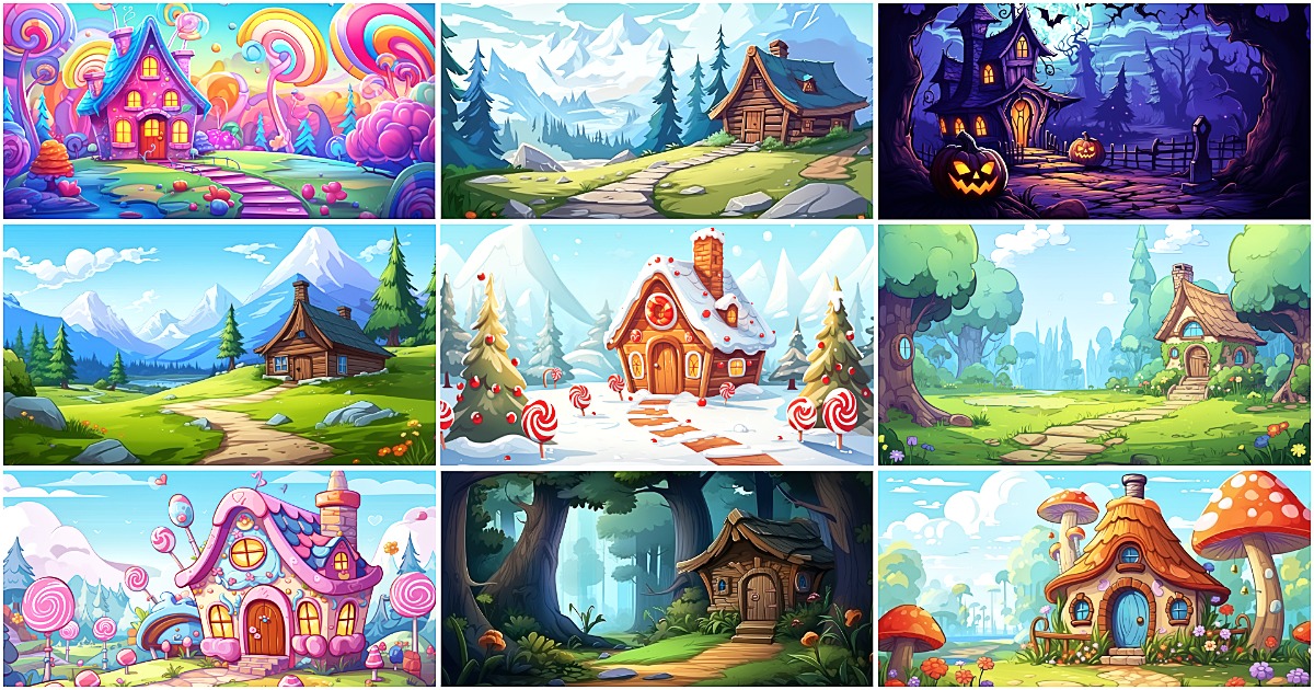 BACKGROUND - Cartoon Cottage 1 | 2D Environments | Unity Asset Store
