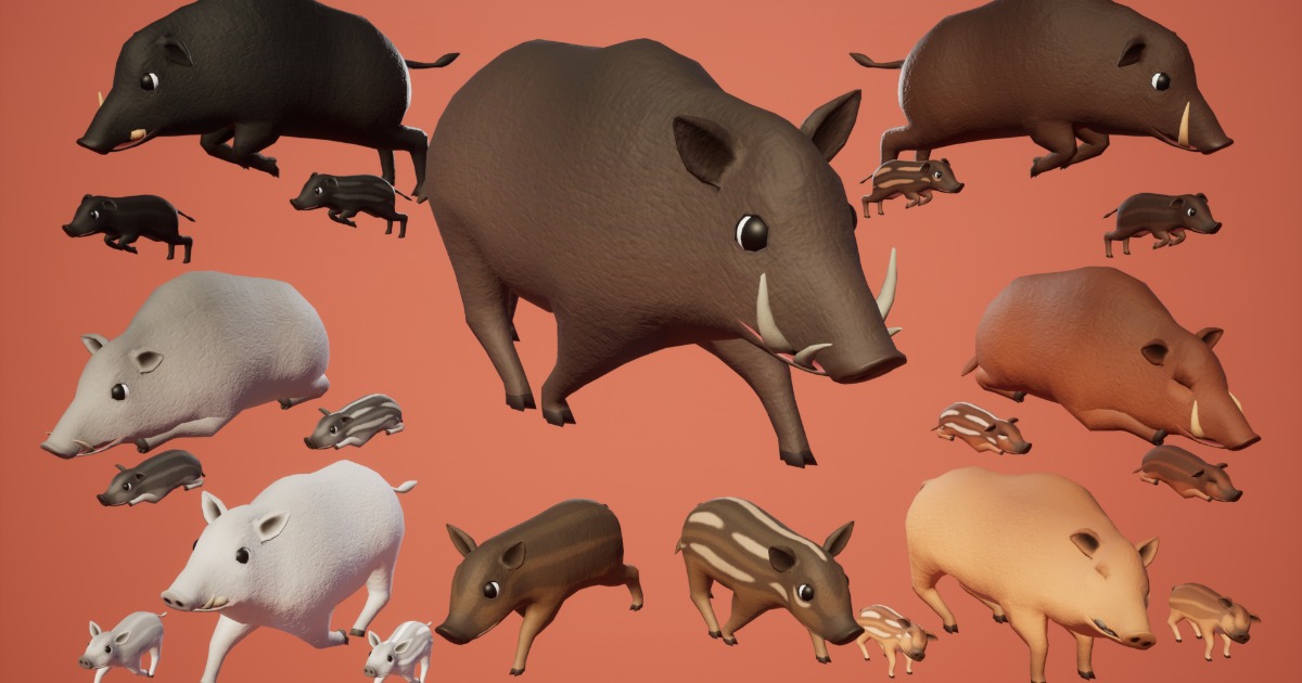 Pig Unity SI - Animated Wild Boar and Piglet | 角色 | Unity Asset Store