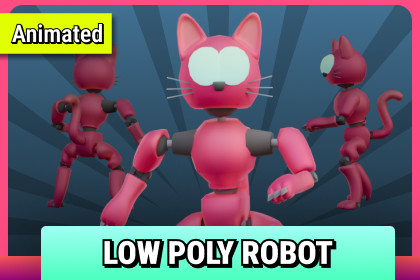 R6 Animated Low Poly Robot - Stylized Sci-Fi Character