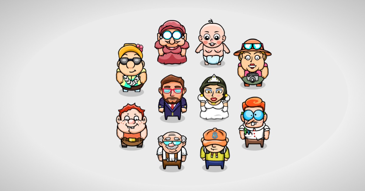 Two D Characters 2D Characters - Family Bundle | 2D Characters | Unity Asset Store