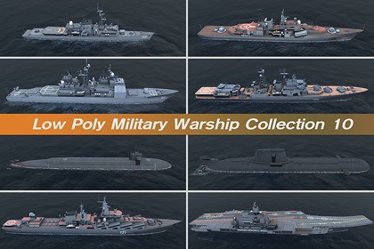 Low Poly Military Warship Collection 10