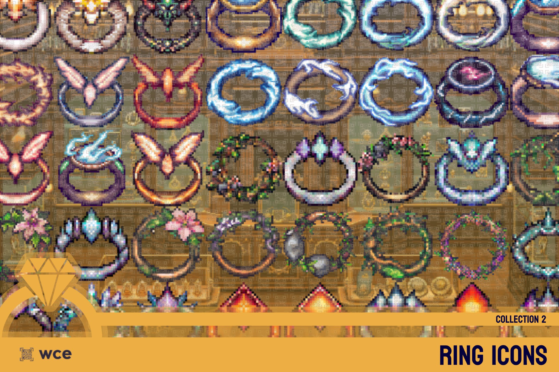 Ring Icons - Collection 2 - 2D Pixel Jewelry and Accessories Bundle ...