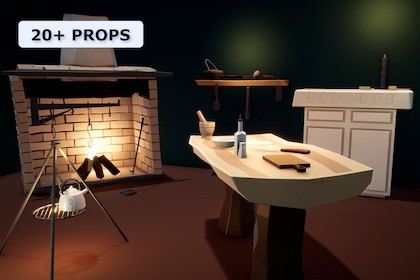 Stylized Fantasy Kitchen & Hearth Cooking Set