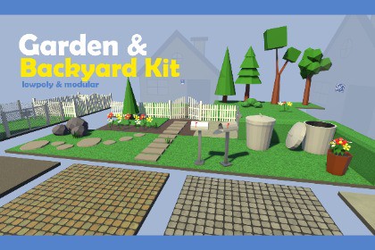 Low Poly Garden & Backyard Kit