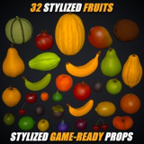 Stylized Fruit Pack – Market & Food Props – Game Ready