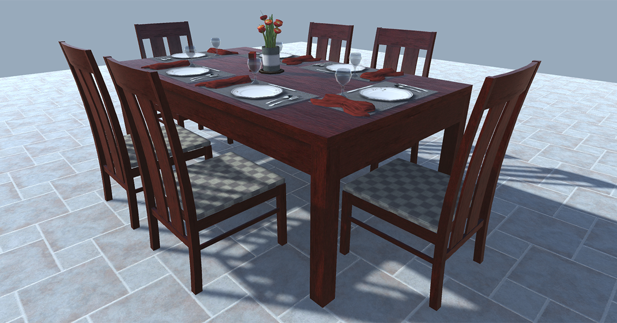 Modern Furniture - Dining Table Set 2 | 3D Furniture | Unity Asset Store