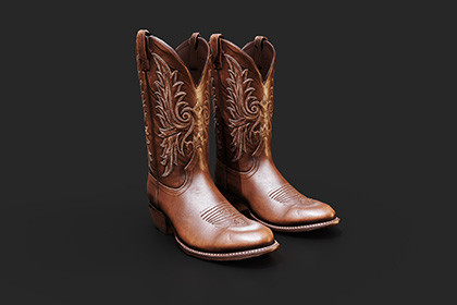 Cowboy Boots Game-Ready 3D Model