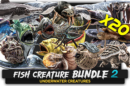 Underwater Creatures Bundle – 20 Fish & Sea Animals + 3 Bonus Models