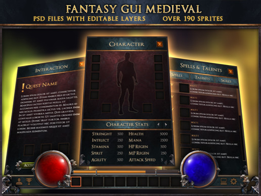 Dark Fantasy GUI / UI Kit | 2D GUI | Unity Asset Store
