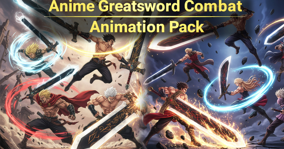 Gameplay Combat Animation Example Anime Greatsword Combat Animation Pack | 3D Animations | Unity Asset Store