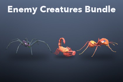 Enemy Creatures Bundle - Low Poly Spider, Scorpion and Red Ant