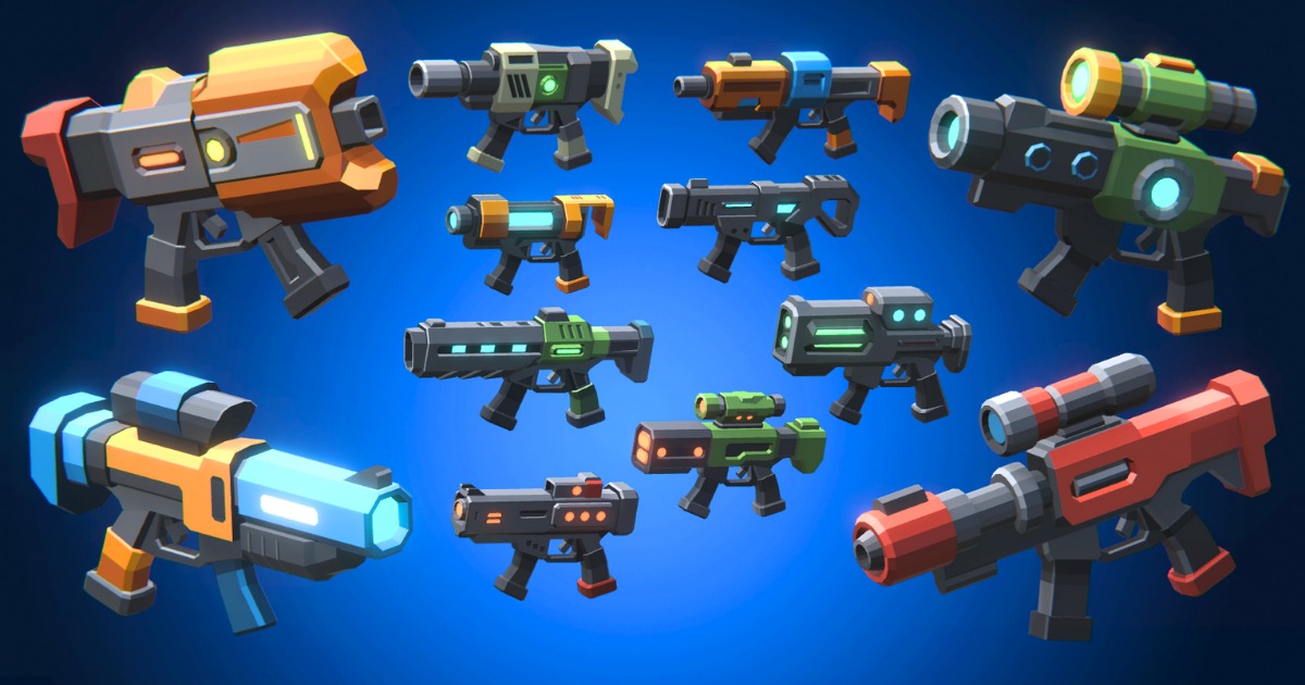Low Poly Sci-Fi Blaster Pack Vol. 2 - Retro Style | 3D 銃器 | Unity Asset ...