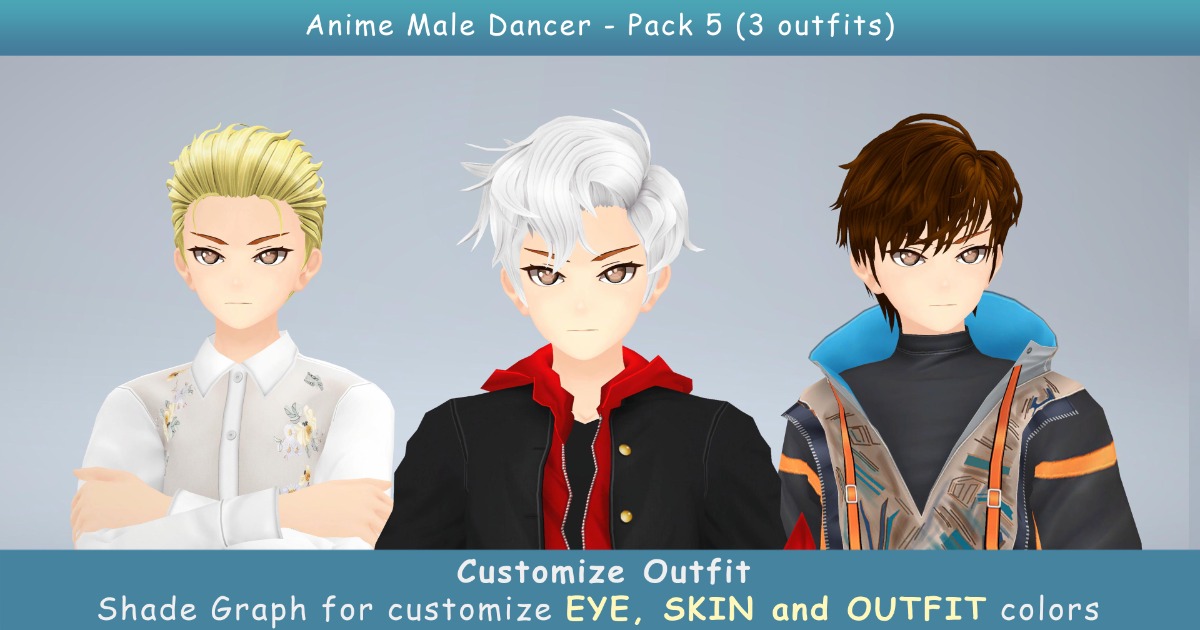 Anime Male Dancer - Pack 5(3 outfits) | Characters | Unity Asset Store
