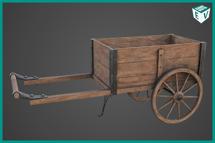 Wooden Vendor Cart 01 URP HDRP Textures