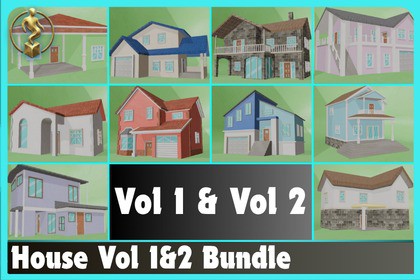 20 Low Poly House Pack Vol 1&2 Bundle