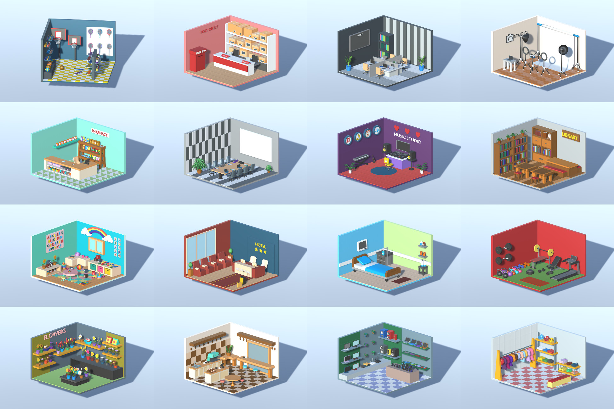 3D LOWPOLY WORK ROOMS | 3D Interior | Unity Asset Store