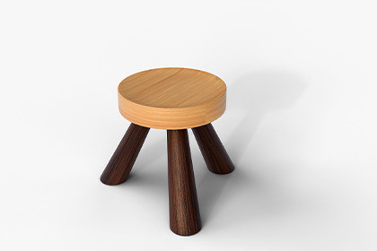 Stylish Round Wooden Stool with Dark Legs