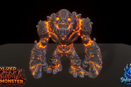Stylized Magma Rock Monster Pack 1 – Brute Variant (Animated, LOD, Skins)