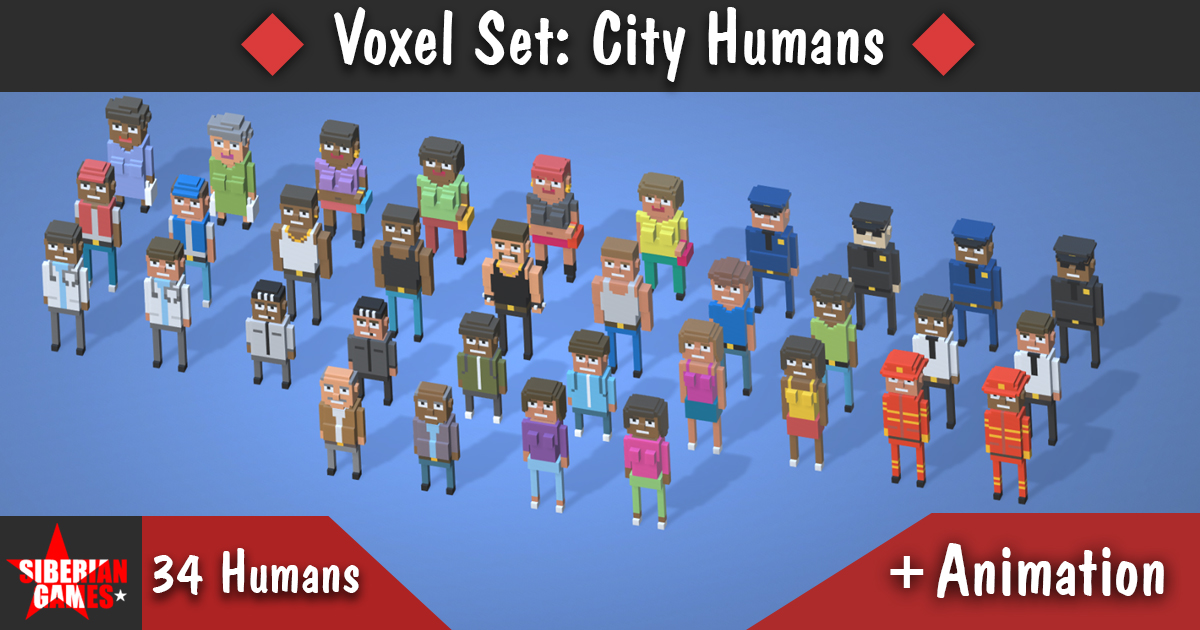 Voxel Humans Set: City | 3D Humanoids | Unity Asset Store