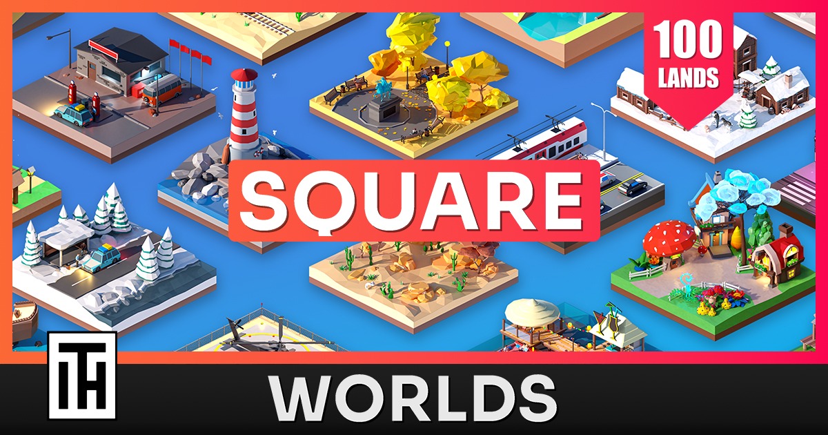 Square Game Asset Worlds Square - Low Poly Asset Pack by ithappy | 3D 외부소품 | Unity Asset ...