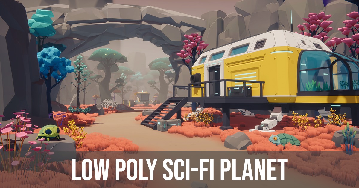 Low Poly Sci-Fi Planet Base - Space Station